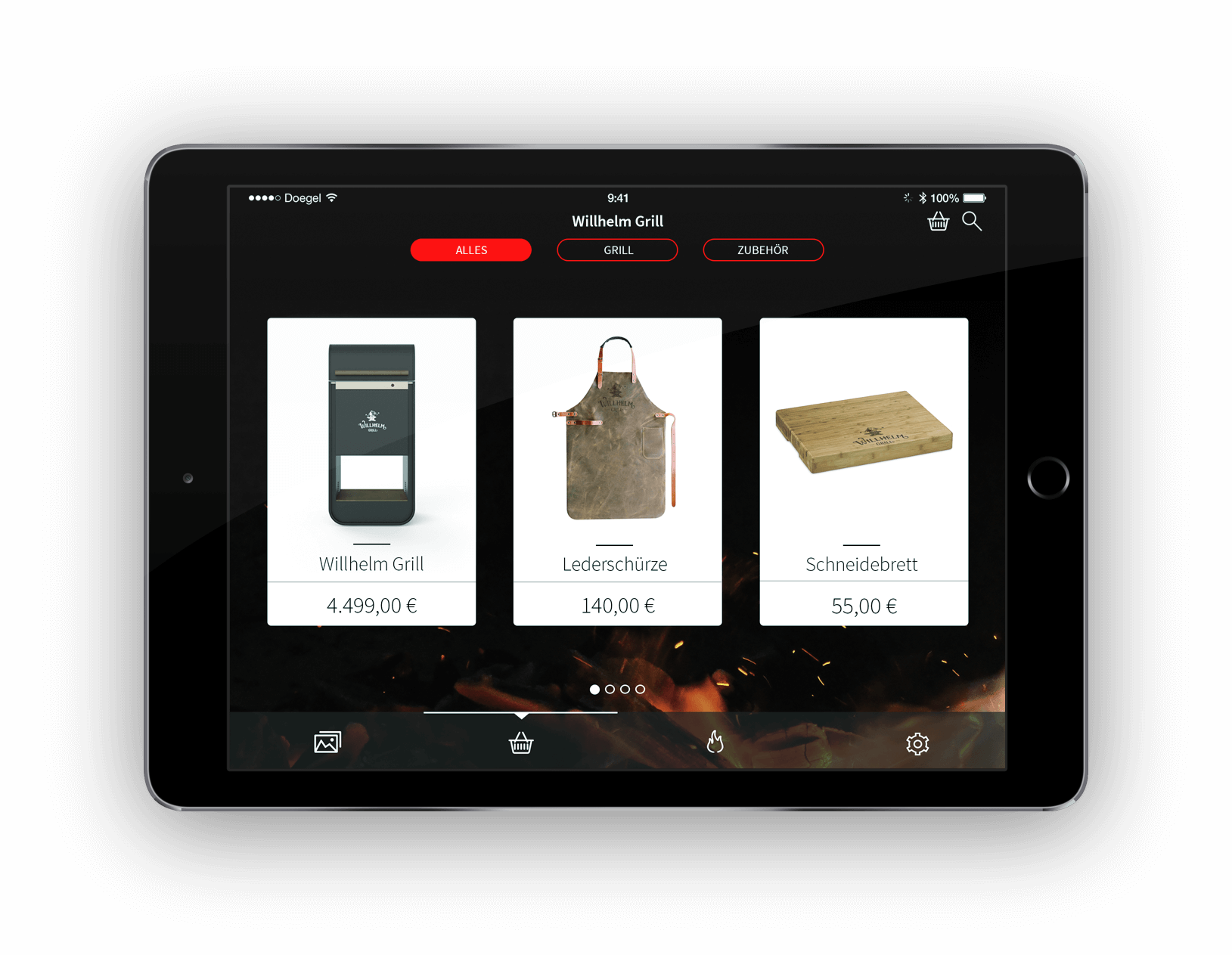 Willhelm Grill Shop Der Willhelm Grill Shop auf dem iPad.