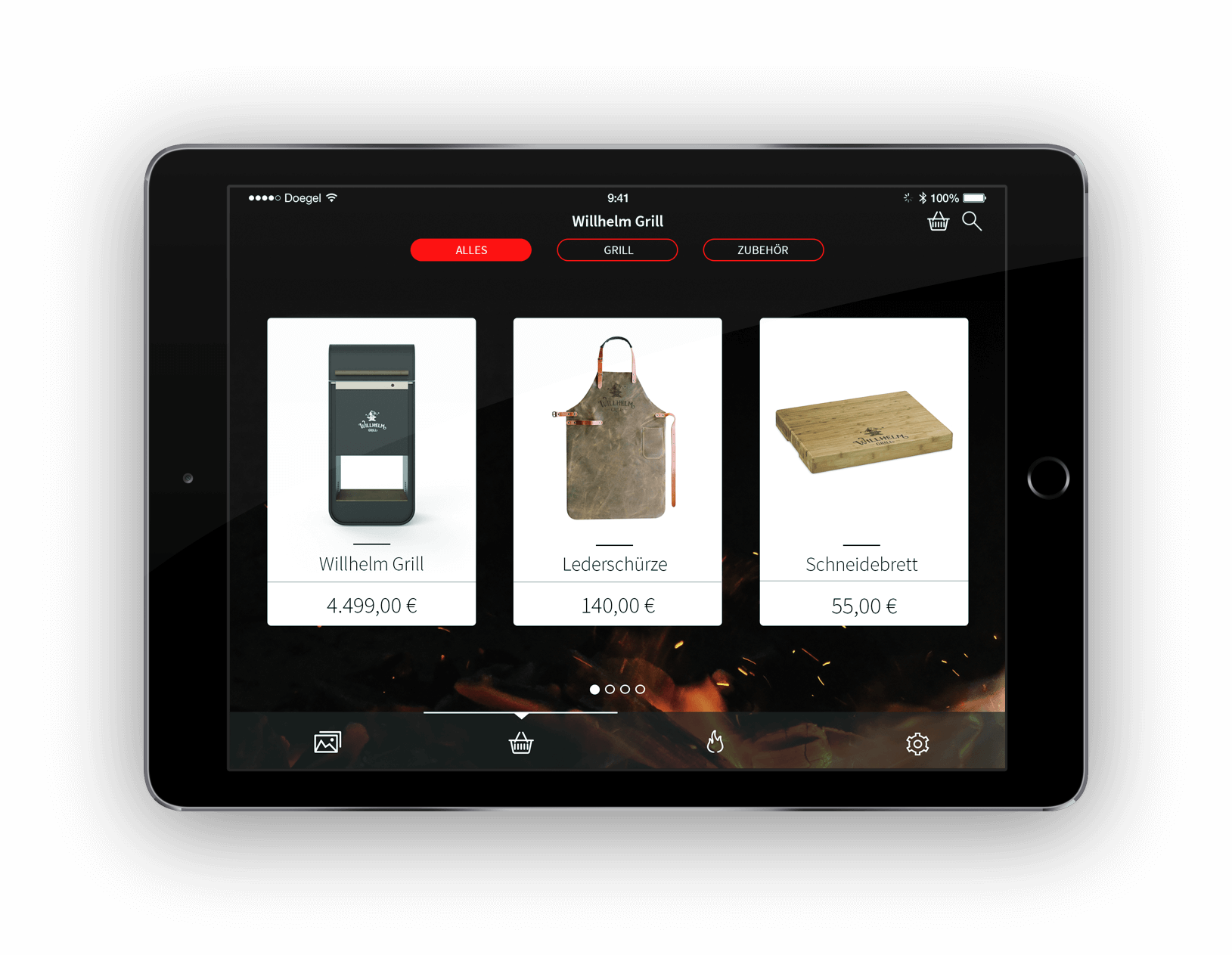 Der Willhelm Grill Shop auf dem iPad.